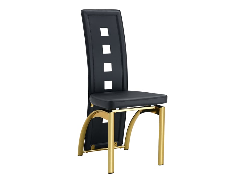  Lot de 4 chaises de salle à manger 41x49 cm – noir et doré – dossier ajouré, simili cuir et métal  - Conforama D