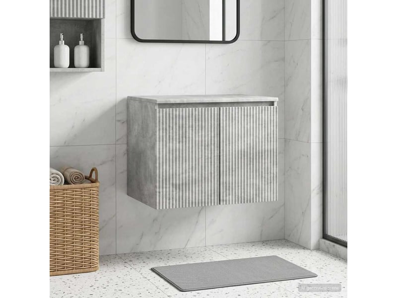  Cabinet salle de bain mural, meuble de rangement gris béton 62.5x44.5x50 cm  - Conforama B