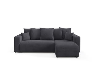 Canapé d'angle réversible convertible   4 places Velours noir avec coffre de rangement