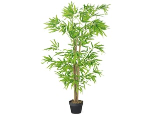 Plante artificielle bambou 150 cm verte en plastique avec pot et mousse décorative, idéale pour intérieur et extérieur