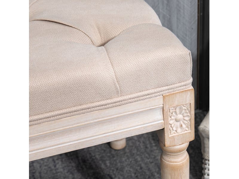  Banquette vintage 80x40x43 cm à boutons bois beige  - Conforama D