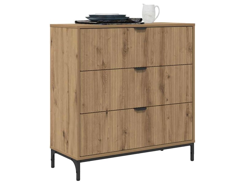  Buffet salon, buffet de rangement chêne artisanal 79,5x33x82 cm bois d'ingénierie  - Conforama C