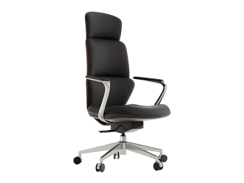 Chaise de bureau,66,5x64x119 cm,avec roulettes,cuir,noir et marron - Conforama A