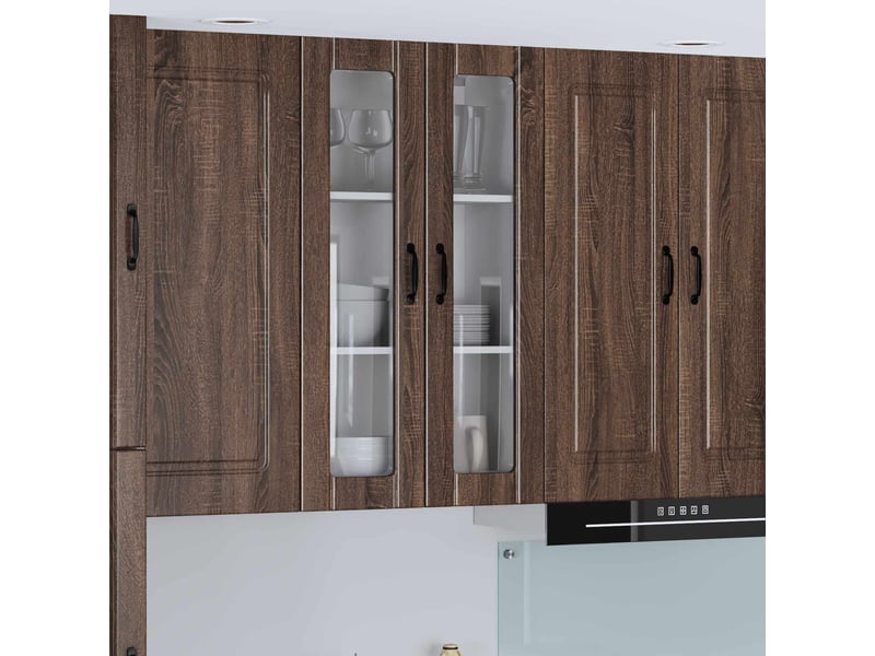 Meuble mural de cuisine, cabinet en verre mural chêne brun 60x31x100cm shl4468 - Conforama B