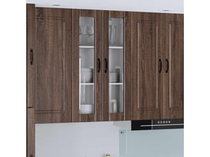 Meuble mural de cuisine, cabinet en verre mural chêne brun 60x31x100cm shl4468