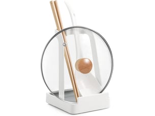 (blanc) support multifonctionnel pour couvercles de casseroles et cuillères de cuisine - acier - pour couvercles de casseroles, cuillères de cuisine