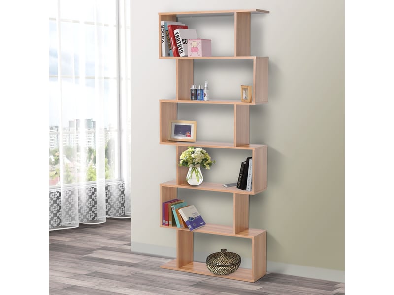  Bibliothèque moderne en bois à 6 étagères pour la maison et le bureau  - Conforama D