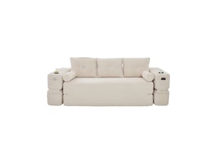 Canapé droit compressé convertible OKWISH  3 places Velours côtelé beige