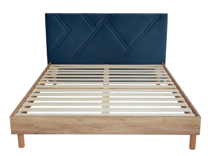  Bobochic lit marvin tissu velours lisse avec lattes massives bleu 160x200 MARVIN - Conforama D
