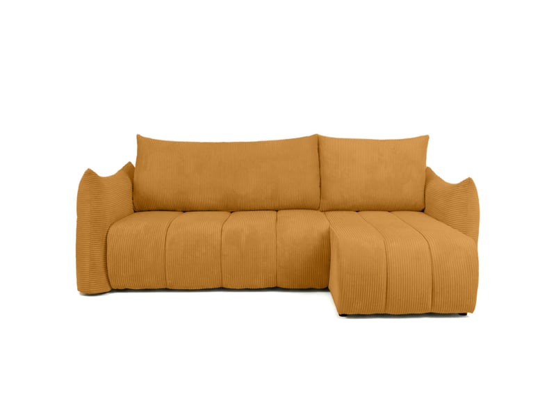 Canapé d'angle lysia mini réversible et convertible en velours côtelé - jaune LYSIA - Conforama D