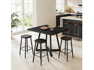 Table à manger carrée 80x80x75 cm en mdf et métal noir style industriel