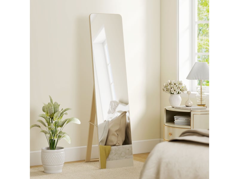  Miroir sur pied et mural rectangulaire dim. 37l x 43l x 156h cm bois naturel  - Conforama D