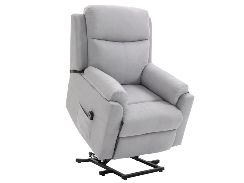 Fauteuil releveur électrique pour senior, tissu gris clair, fauteuil relax inclinable à 160 degrés avec repose-pieds intégré - Conforama A