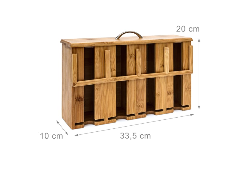  Boîte à thé pratique avec 4 compartiments rangement original cuisine en bambou naturel 13_0003218  - Conforama C