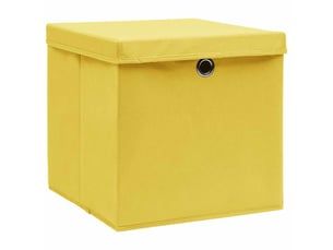 Boîtes de rangement et couvercles 10 pcs jaune 32x32x32cm tissu