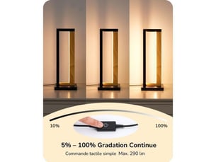 Lampe de chevet tactile dimmable led 3 temperatures 35 cm metal bois noir