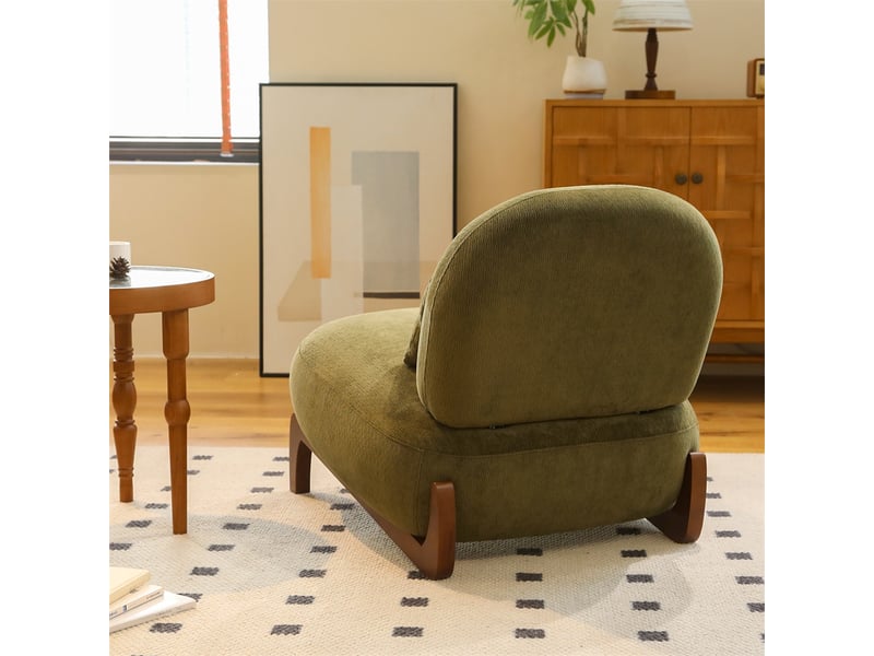  Fauteuil crapaud avec pieds en bois massif - 86.90x72.10x69.90cm - fauteuil d'appoint rembourré sans accoudoirs - vert  - Conforama D