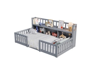 Lit avec rangement 90x200 cm BURSDANY coloris gris
