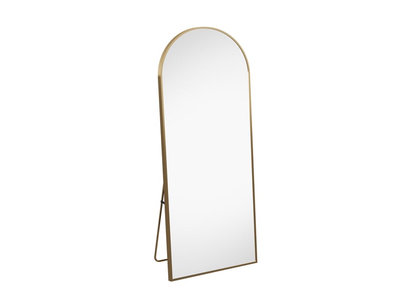 Miroir pleine longueur arqué 177 x 77 cm miroir mural salon avec cadre en aluminium, verre trempé - Conforama A