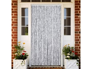 Rideau anti-mouches, moustiquaire blanc et gris 100x230 cm chenille cf43512