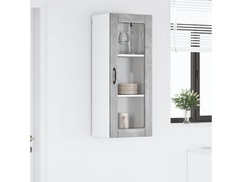  Meuble mural de cuisine, cabinet en verre mural gris béton 40x31x100cm shl2050  - Conforama D