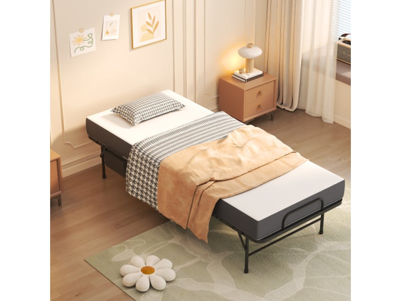  Lit pliant 190×78 cm — matelas mémoire de forme 9,5 cm, cadre métallique, lit d'appoint portable avec sac de rangement  - Conforama B