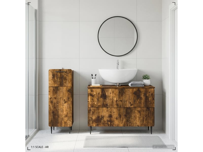 Ensemble de 2 meubles de salle de bain zwolle chêne fumé cf63233 - Conforama C