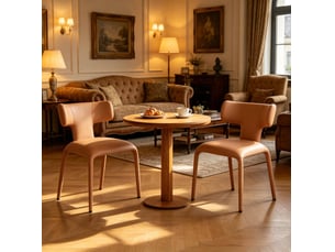 Chaise de salle à manger lot de 2 avec dossier incurvé et assise rembourrée en similicuir marron clair