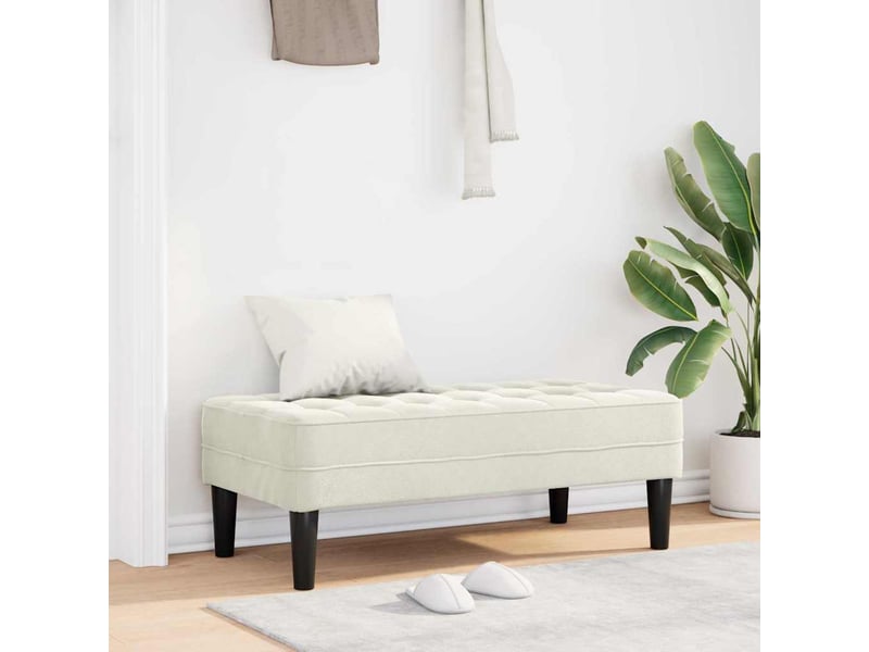  Banc chambre, banc de lit crème 113x57x39 cm velours  - Conforama B