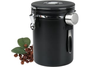 (noir) 2.8l boîte à café hermétique en acier inoxydable,récipient avec cadran de date et cuillère doseuse pour café, boite a cafe, pour café en grains