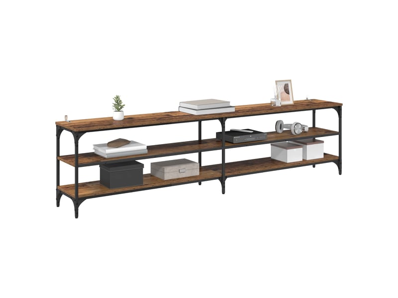  Meuble tv - banc tv - meuble de rangement 200 x 30 x 50 cm bois ancien bois d'ingénierie et fer  - Conforama C