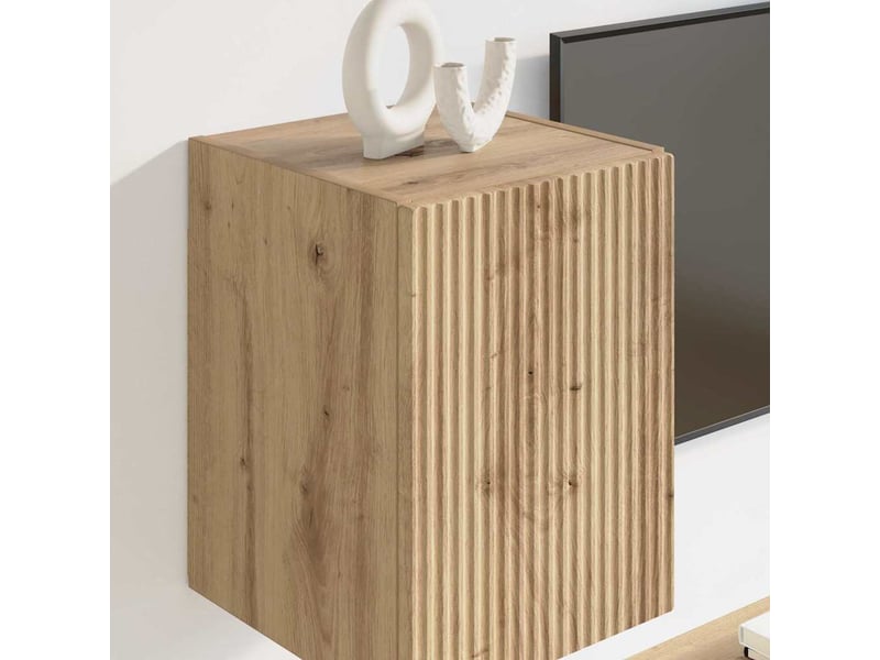  Meuble tv - banc tv - meuble de rangement mural 2 pcs chêne artisan bois d'ingénierie  - Conforama D