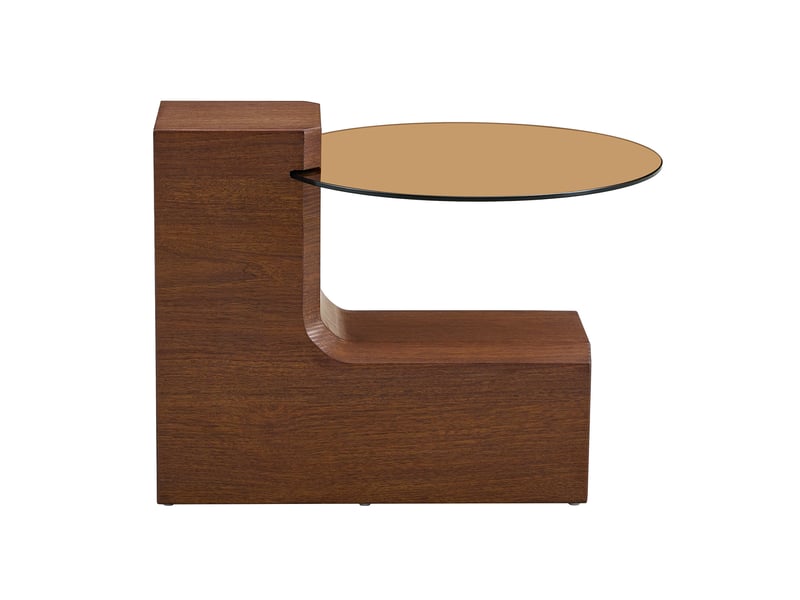  Set de tables basses séparables, verre brun transparent et mdf effet noyer, design modulable  - Conforama E