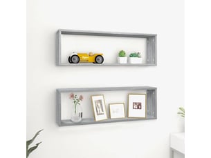 Lo de 2 étagère murale cube, étagères de rangement sonoma gris 80x15x26,5 cm