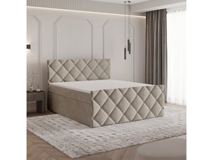 Lit avec rangement 160x200 cm <strong>MASSENO</strong> <strong></strong> coloris beige