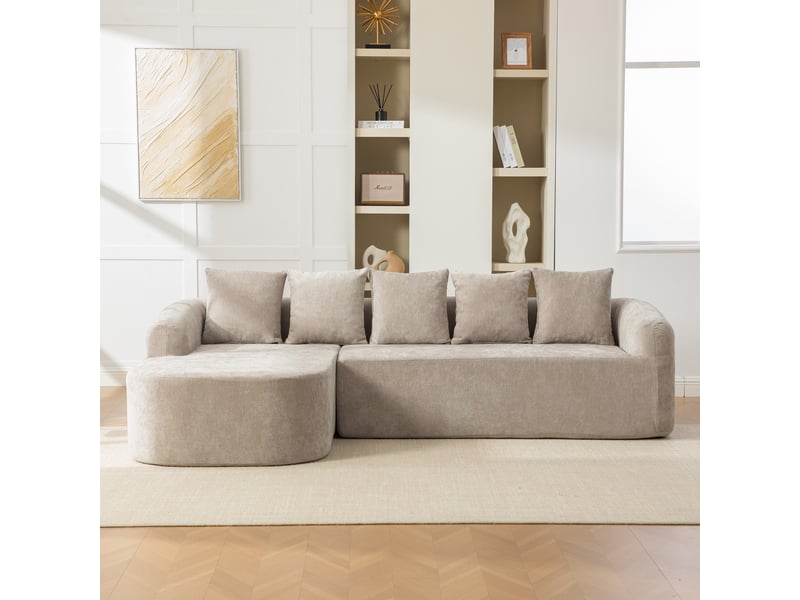  Canapé modulaire en chenille 3 places gris - sans montage, assise moelleuse avec coussin  - Conforama R