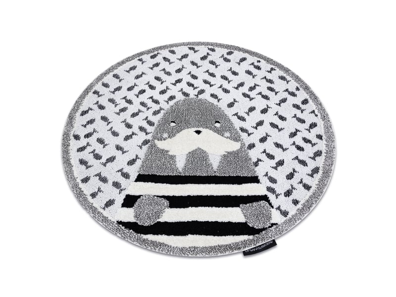  Tapis enfant moderne joy cercle walrus, morse pour enfants - structurel deux niveaux de polaire gris   crème cercle 140 cm  - Conforama A