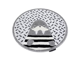 Tapis enfant moderne joy cercle walrus, morse pour enfants - structurel deux niveaux de polaire gris   crème cercle 140 cm
