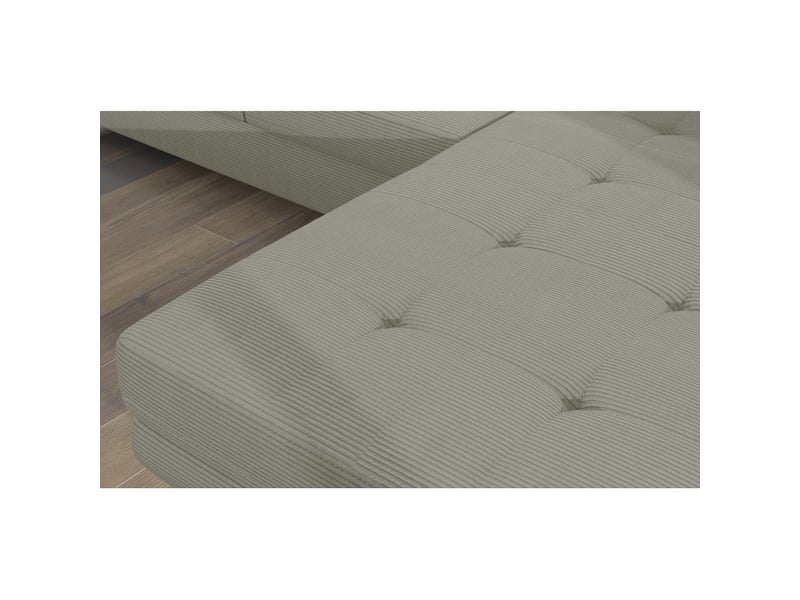  Canapé d'angle convertible amanda beige foncé velours côtelé avec coffre  - Conforama E