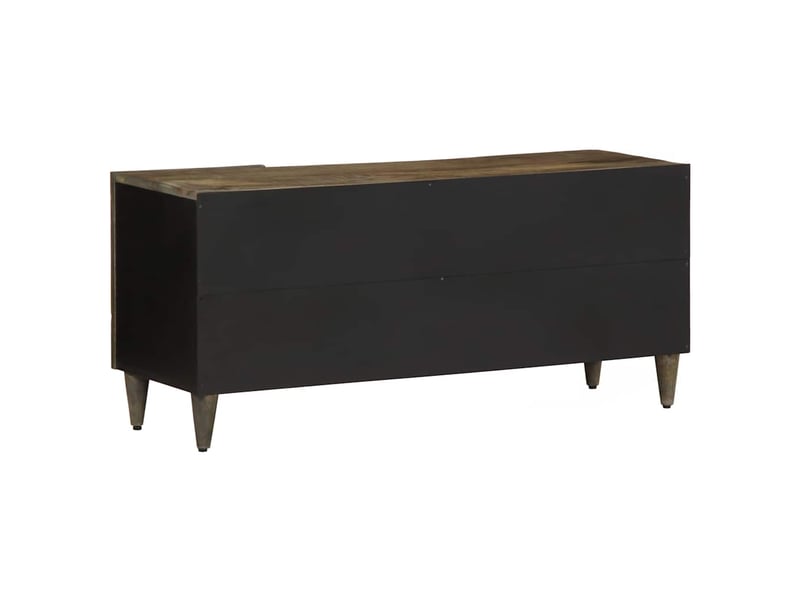  Meuble tv - banc tv - meuble de rangement gris clair 105x33,5x46 cm bois massif de manguier  - Conforama E