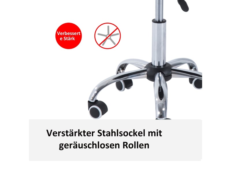  Tabouret à roulettes réglable en hauteur avec dossier ergonomique - lpospi - pivotant 360°, simili cuir noir  - Conforama E