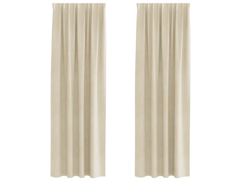  Lot de 2 rideaux, rideaux de fenêtre crème 140 x 245 cm velours cf44025  - Conforama A