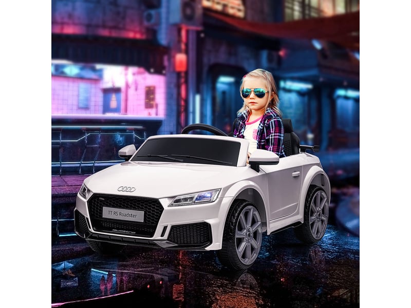 Voiture électrique enfant véhicule électrique enfant audi tt rs 12 v 30 w v. Max. 3 kmh télécommande 2,4g effets sonores + lumineux blanc - Conforama D