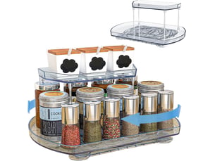 Plateau tournant épices 2 niveaux – organisateur pivotant 360°, rangement cuisine & salle de bain, plastique résistant