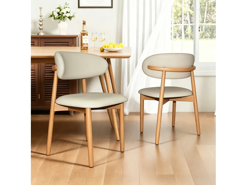  Lot de 2 chaises de salle à manger modernes en pu coloris chêne  - Conforama B