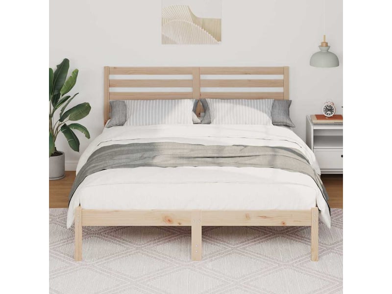  Lit double- lit adulte -  cadre de lit avec tête de lit marron 120 x 190 cm pin massif  - Conforama B