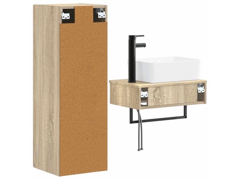Ensemble de mobilier de salle de bain 2 pcs chêne sonoma shl3352 - Conforama E