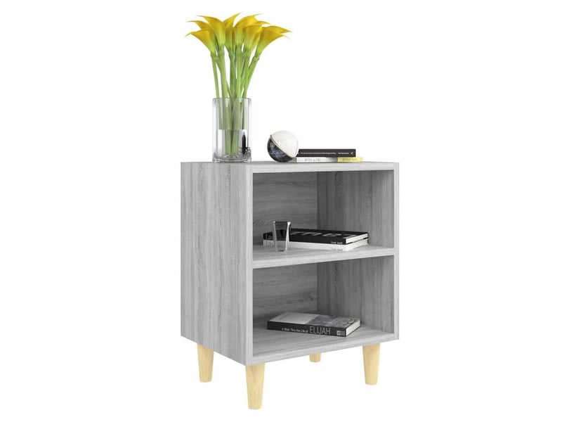  Table de chevet - cabinet de chevet - table de nuit avec pieds en bois sonoma gris 40x30x50 cm  - Conforama D