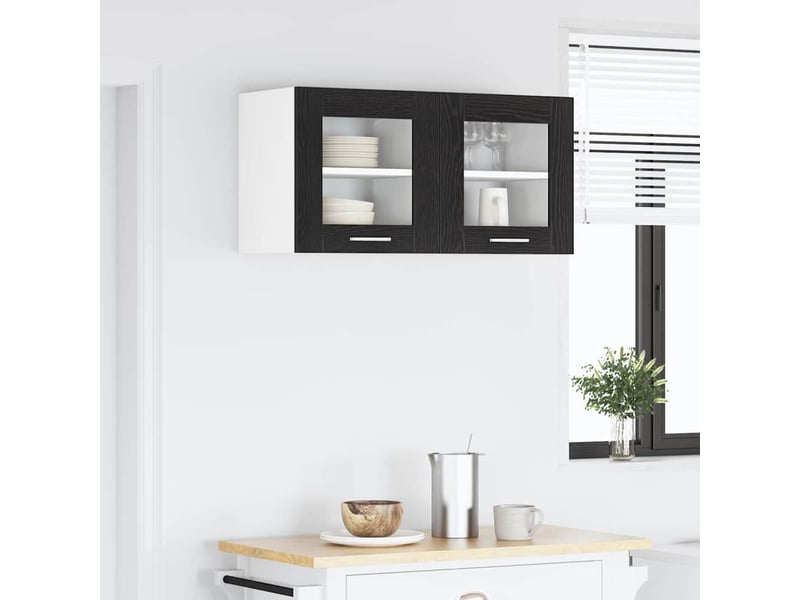 Meuble de rangement cuisine, armoire suspendue chêne noir 40x31x40cm bois d'ingénierie - Conforama D