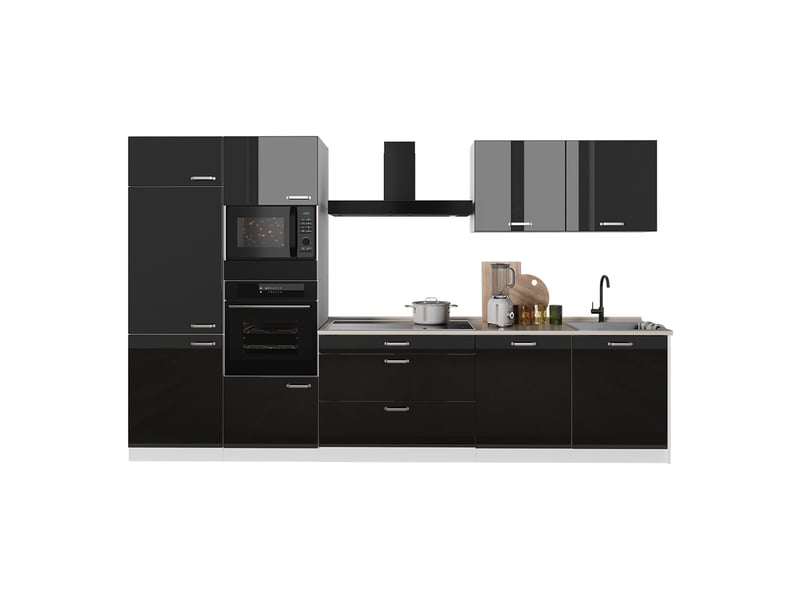  Vicco cuisine, noir haute brillanceblanc, 340cm sans plan de travail  - Conforama E